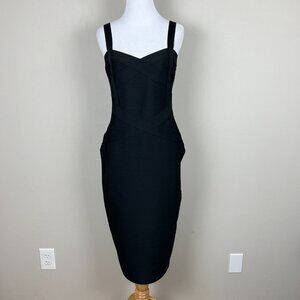 Bandage Dress Large Black‎ Bodycon Midi Sexy Cocktail Sleeveless Hourglass L